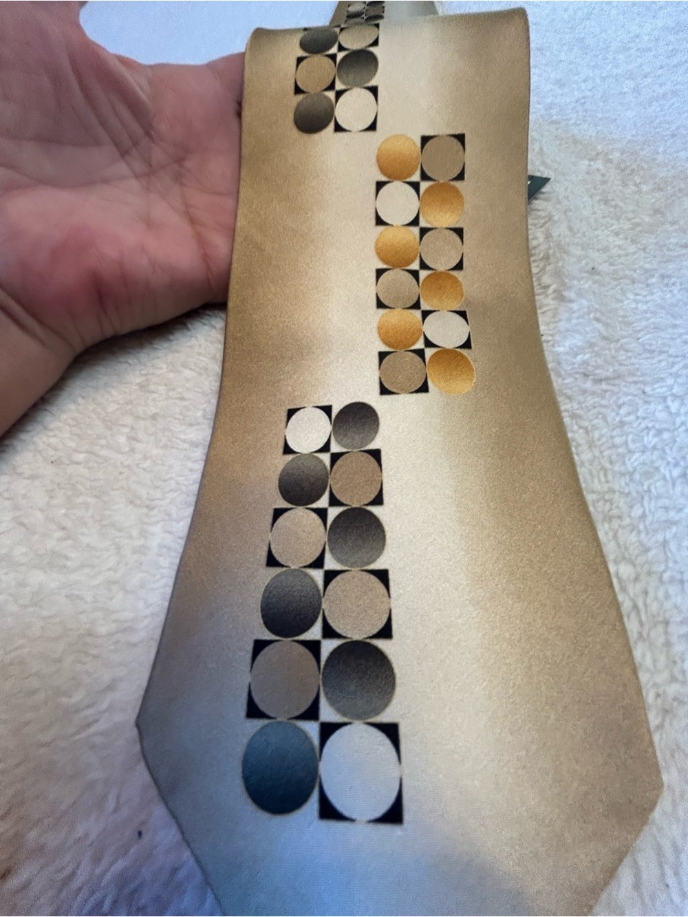 Gold Geometric Necktie with Tie Chain